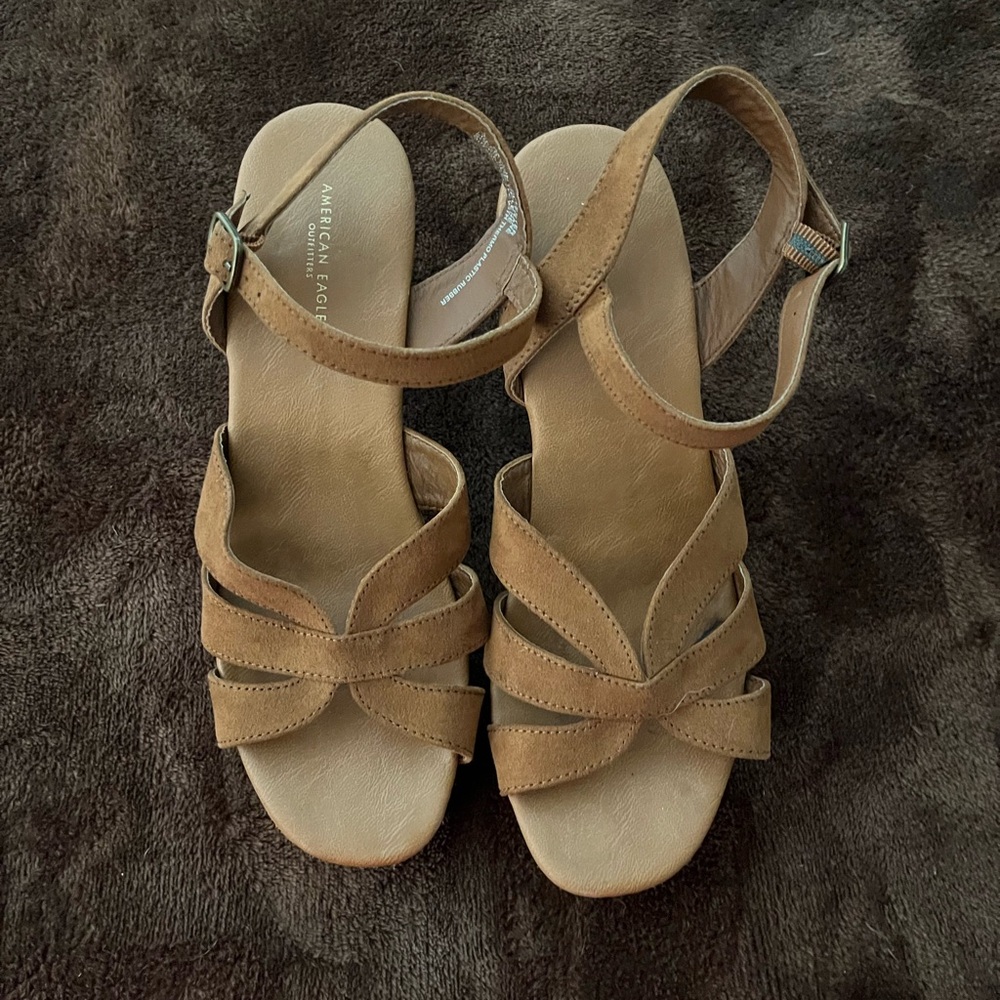 American Eagle Brown Strap Block Heel